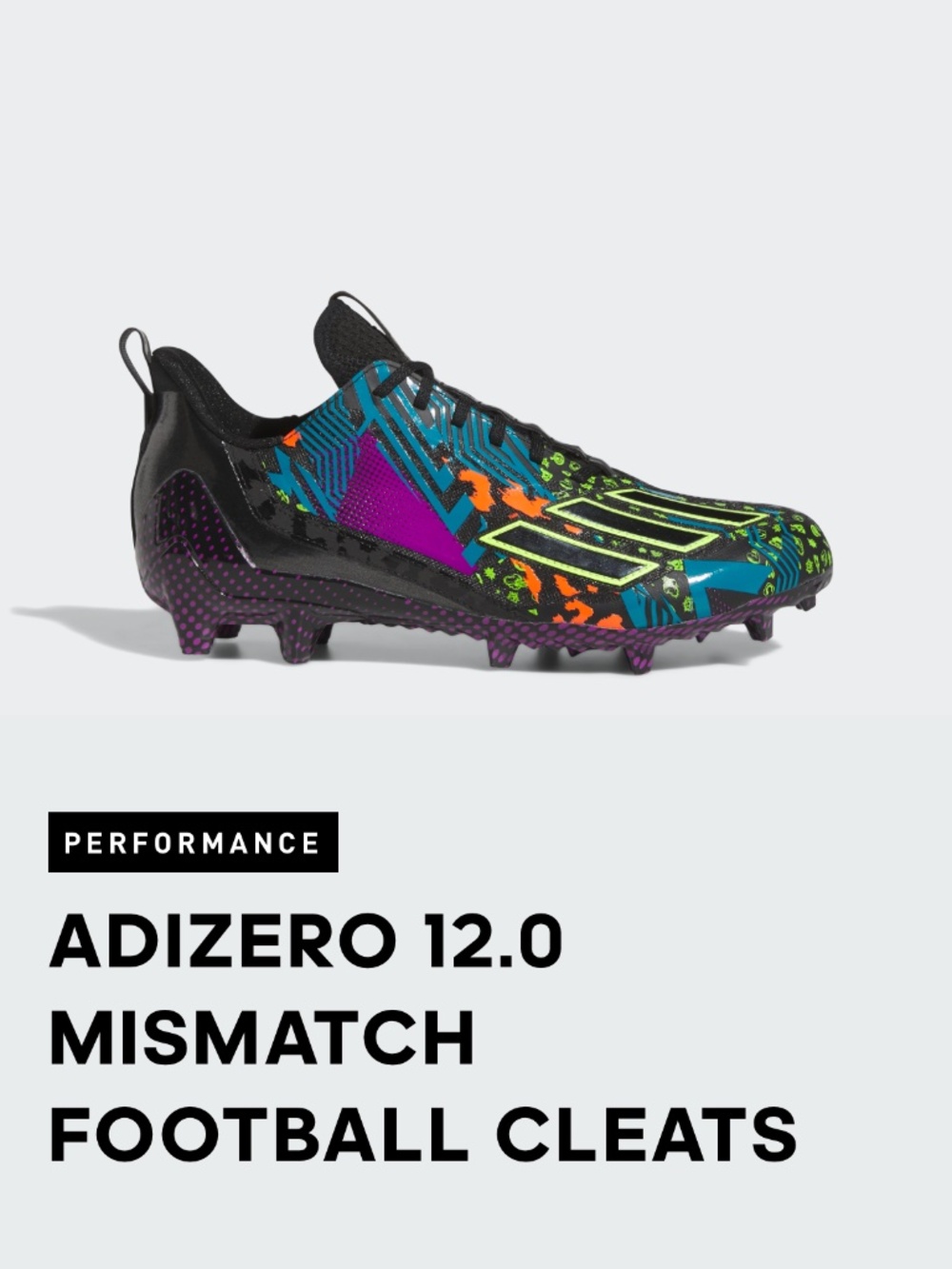 NEW Adidas Adizero 12.0 Mismatch Football Cleats Men's Size 8 Black Multicolor